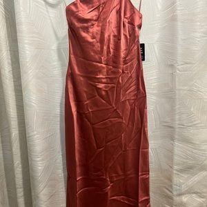 Express Satin Cross Back One Shoulder Slip Dress